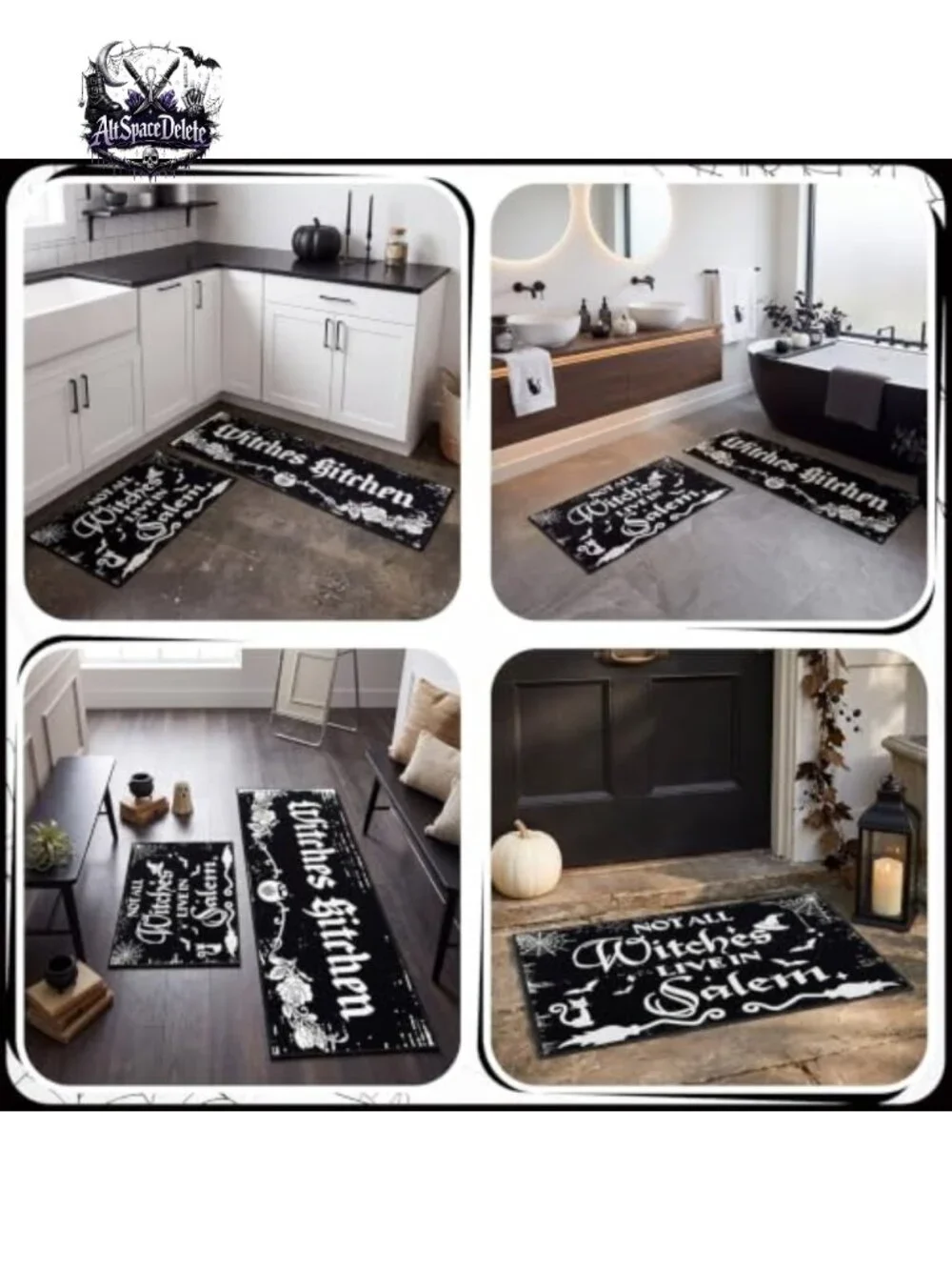 2 Pc Halloween Kitchen Rugs Witchy Floor Mats Gothic Home Decor